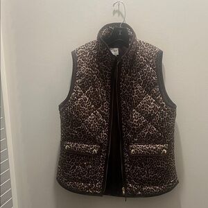 J. Crew Brown Cheetah Quilted Vest